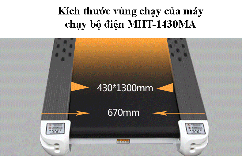 Kích thước vùng chạy máy chạy bộ điện MHT-1430MA