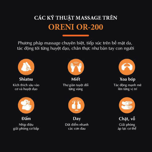 Các kỹ thuật massage chuyên nghiệp trên ghế Oreni OR-200