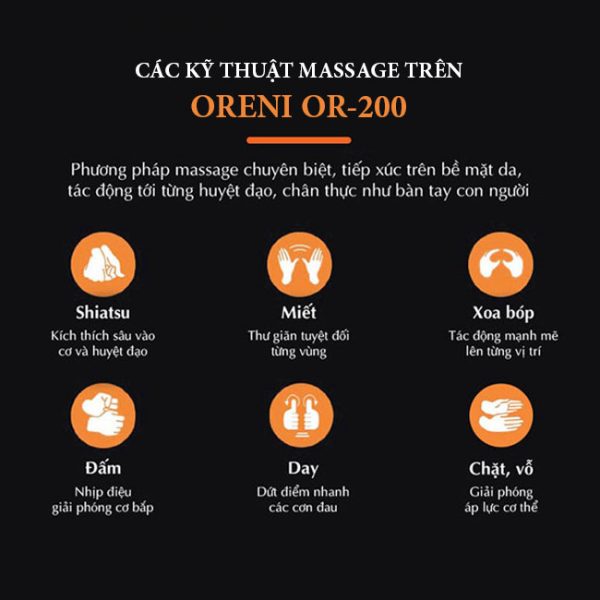Các kỹ thuật massage chuyên nghiệp trên ghế Oreni OR-200