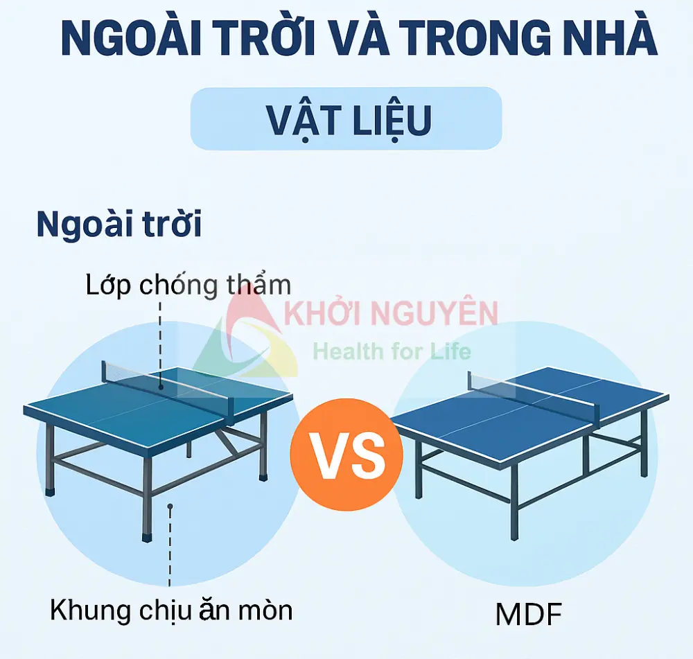 chất liệu bàn trong nhà và ngoài trời