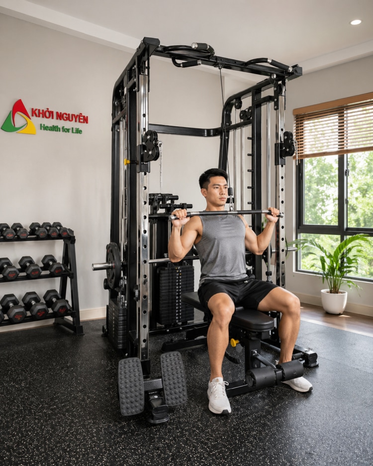 Tập kéo xô lat pulldown với giàn tạ đa năng